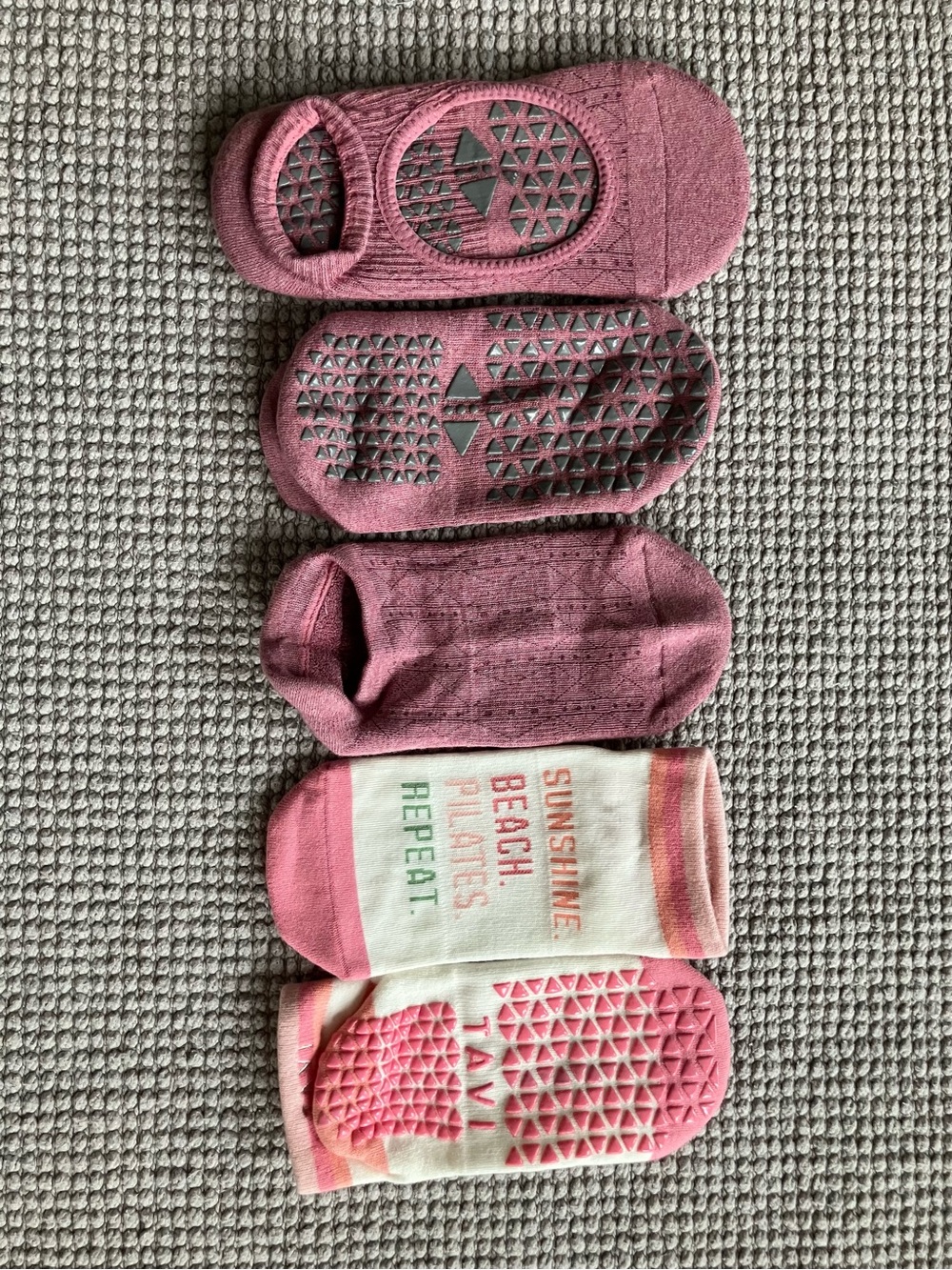 Pure Barre Women's Grip Yoga Pilates Socks - 3 pairs Pinkish (2 Ankle 1 no-show)